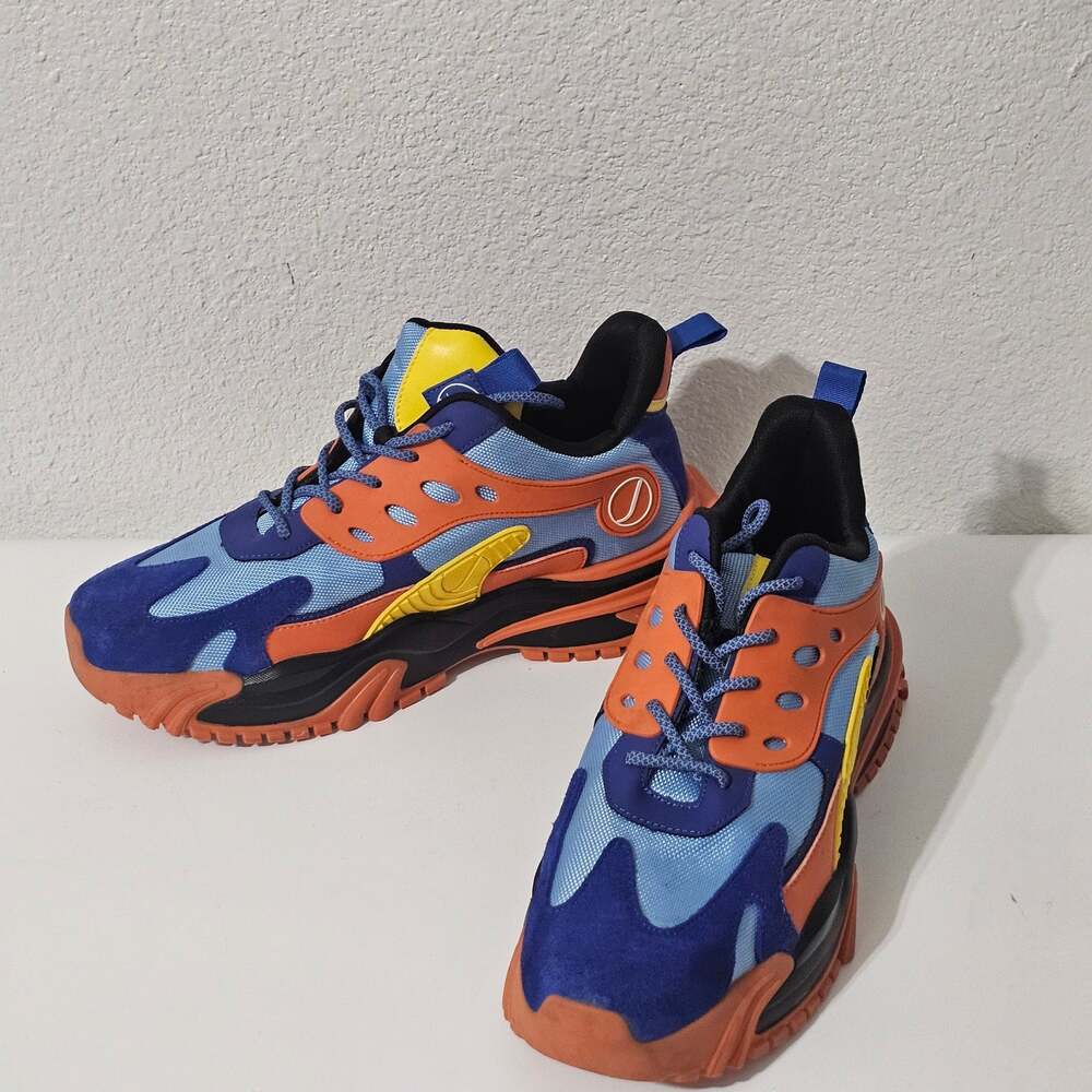 JAF Sense 12 Chunky Sneakers Blue Orange Yellow Athletic Shoes Lace Up